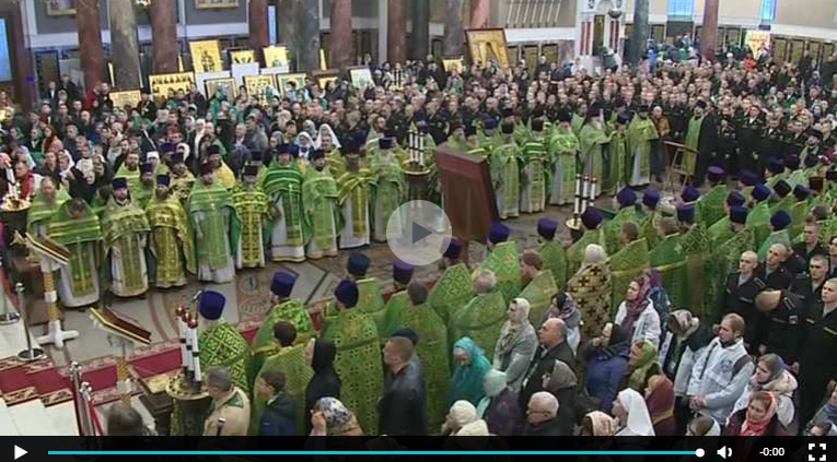 Телеканал СПб: Во имя Иоанна Кронштадтского в Никольском Морском соборе прошла Божественная литургия (видео)